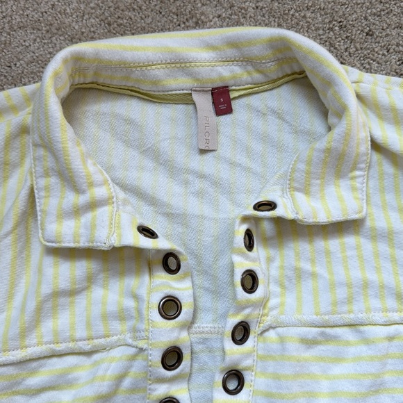 Pilcro Yellow Striped Henley Pullover Top - Picture 6 of 9